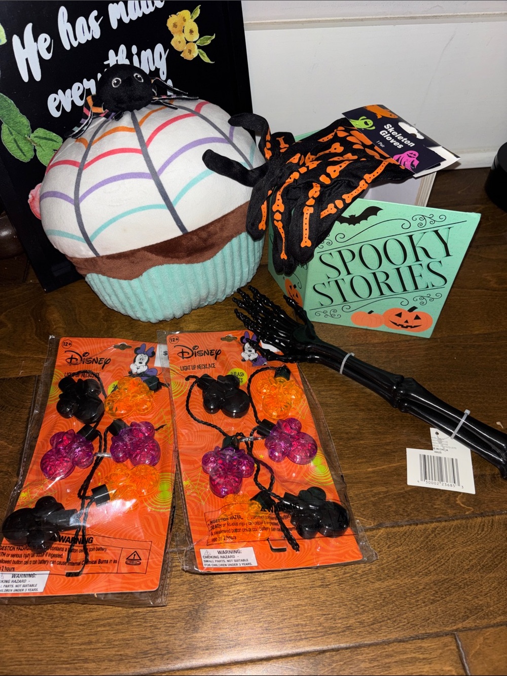 Set of Plush Halloween Cupcake Pillow with Spider Accent & extras